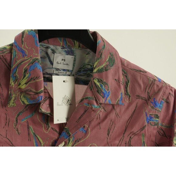 New Paul Smith Men's Small Short Sleeve Floral Lyocell Jersey Camp Collar Shirt - Picture 2 of 9